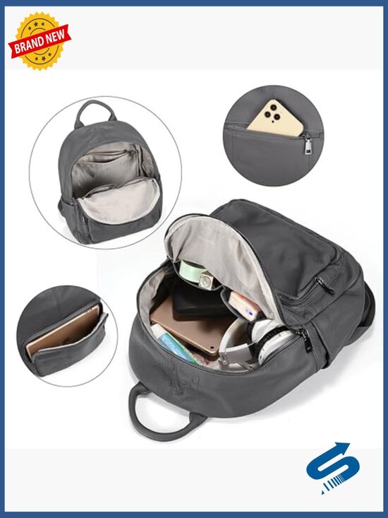 Real Leather Backpack Purse Convertible Shoulder Bag Daypack main image 4